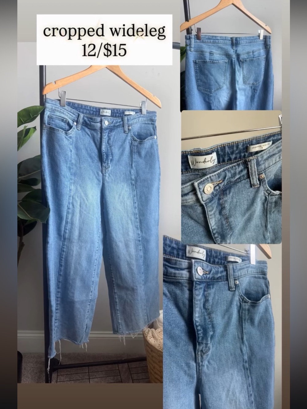 Wonderly Light Blue Cropped Wide-Leg Jeans